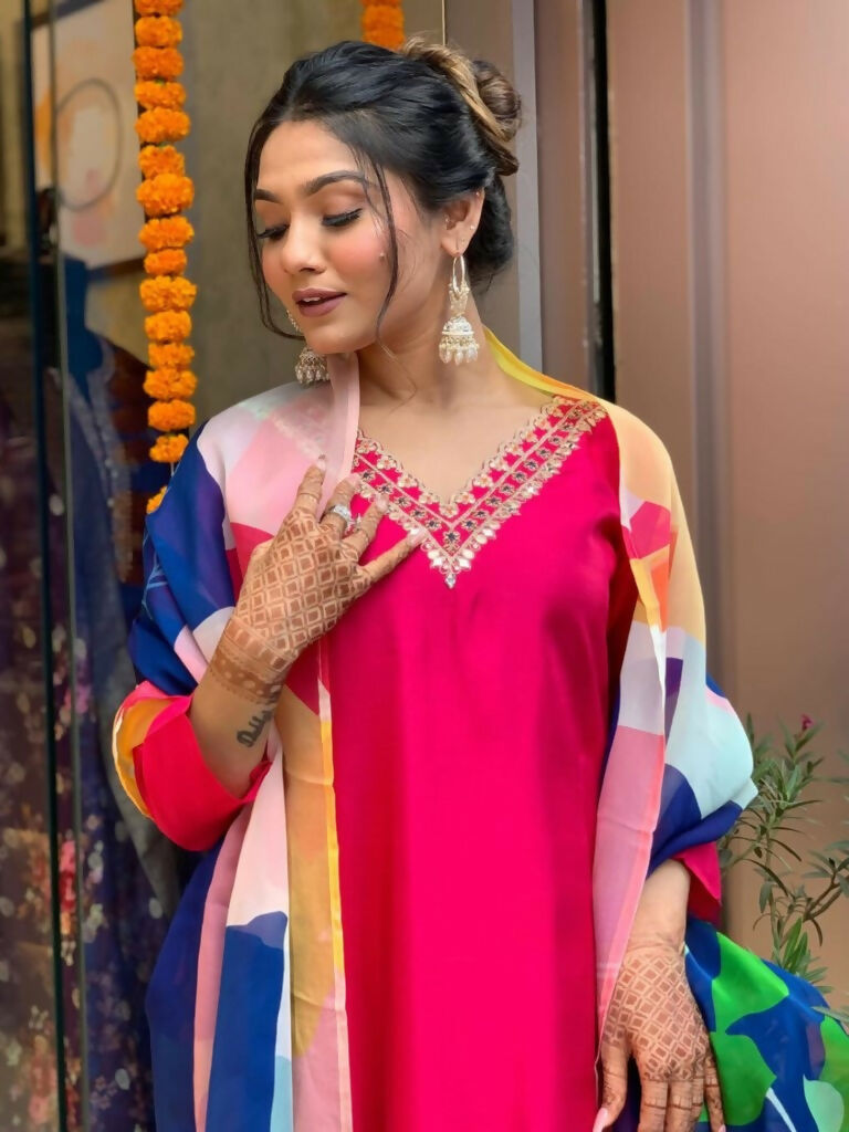 Partywear Designer Tameta Viscos Chanderi Stitched Suit With Dupatta - Tanisha