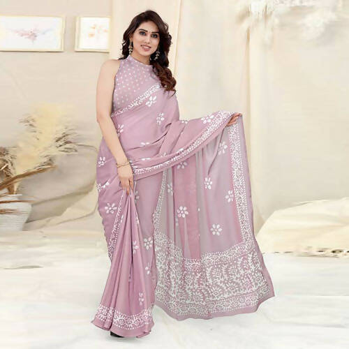 Women's Partywear Designer Pink Chinon Shiffon Fancy Saree - Dyuti