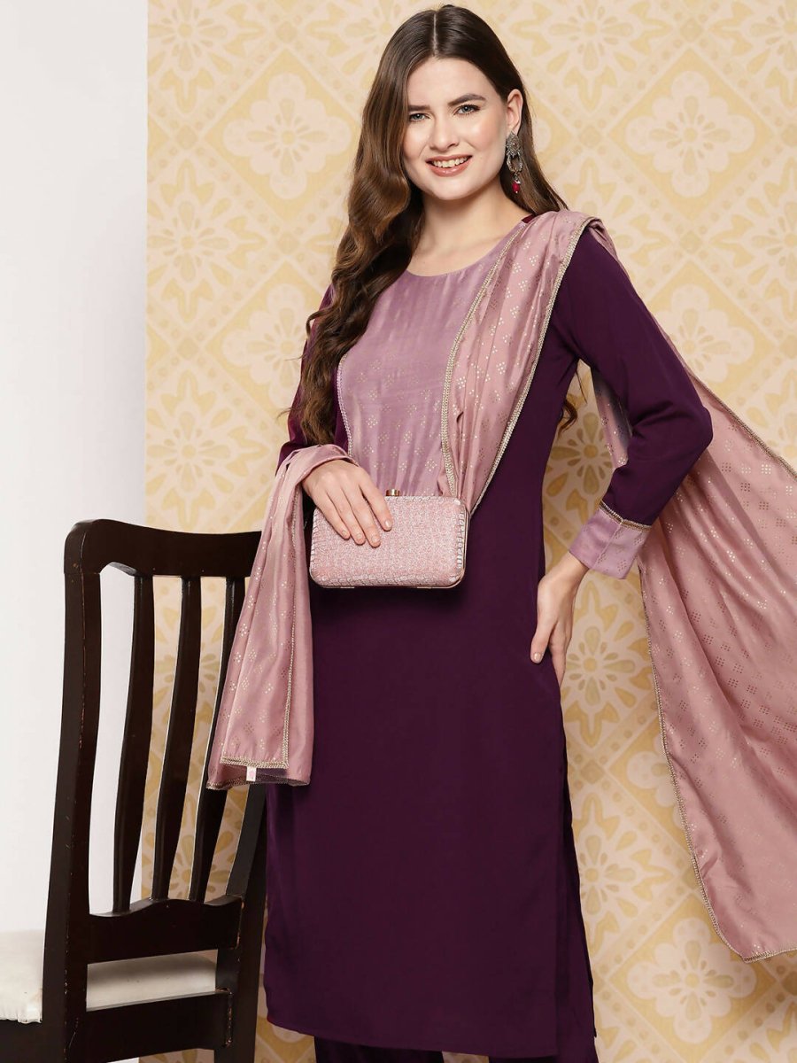 Ahalyaa Women's Traditional wear Kurta Set - Burgundy