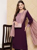 Ahalyaa Women's Traditional wear Kurta Set - Burgundy