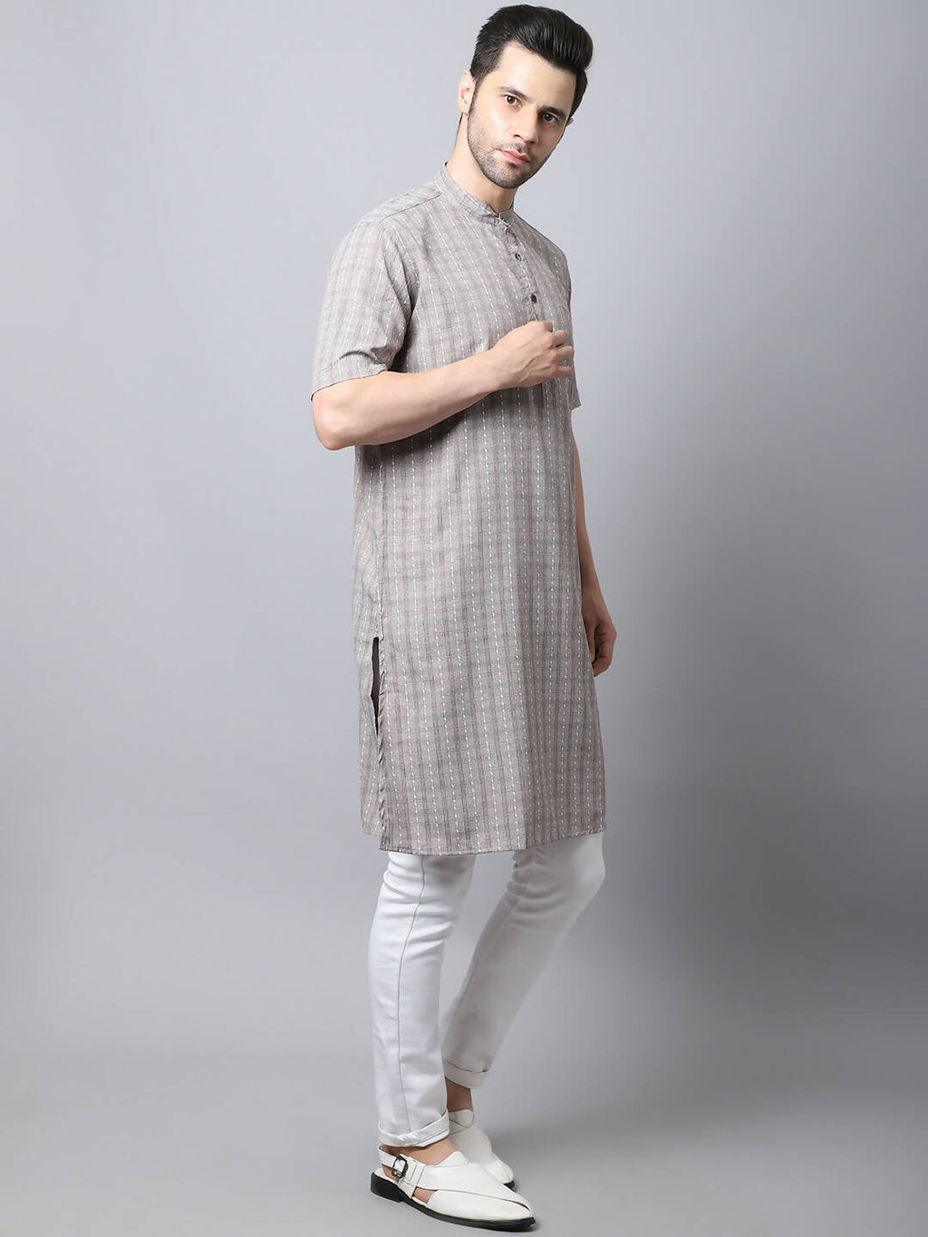 Even Apparels Yellow Pure Cotton Men's Kurta With Band Collar