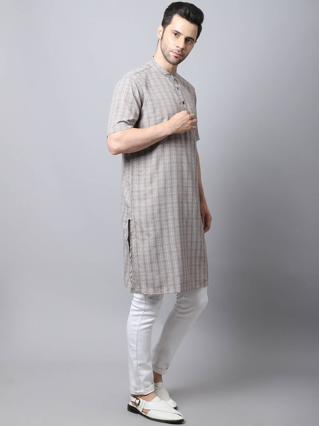 Even Apparels Yellow Pure Cotton Men's Kurta With Band Collar