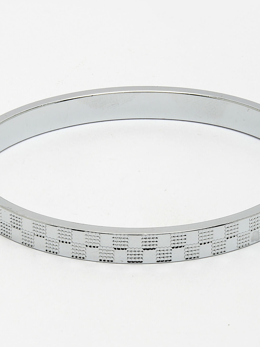 NVR Men's Silver-Plated Stainless Steel Kada Bracelet
