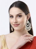 NVR Women Gold-Polished Kundan Handcrafted Chandbalis Earrings