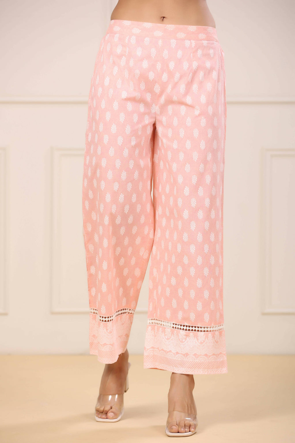 Juniper Women's Peach Printed Straight Kurta Sets