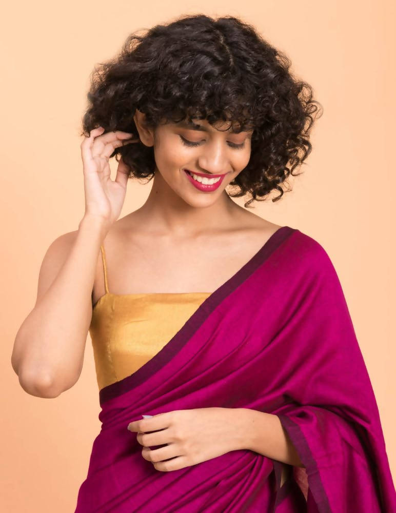 Suta Pink Golden Colorblocked Saree
