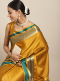 Saree Mall Mustard Zari Silk Blend Uppada Saree