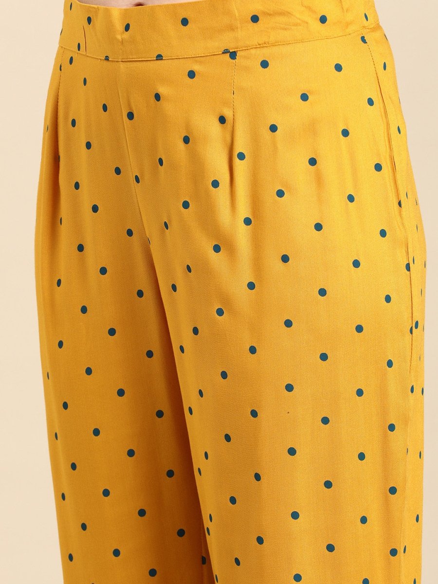 All About You Women Mustard Yellow & White Floral Printed Kurta with Trousers
