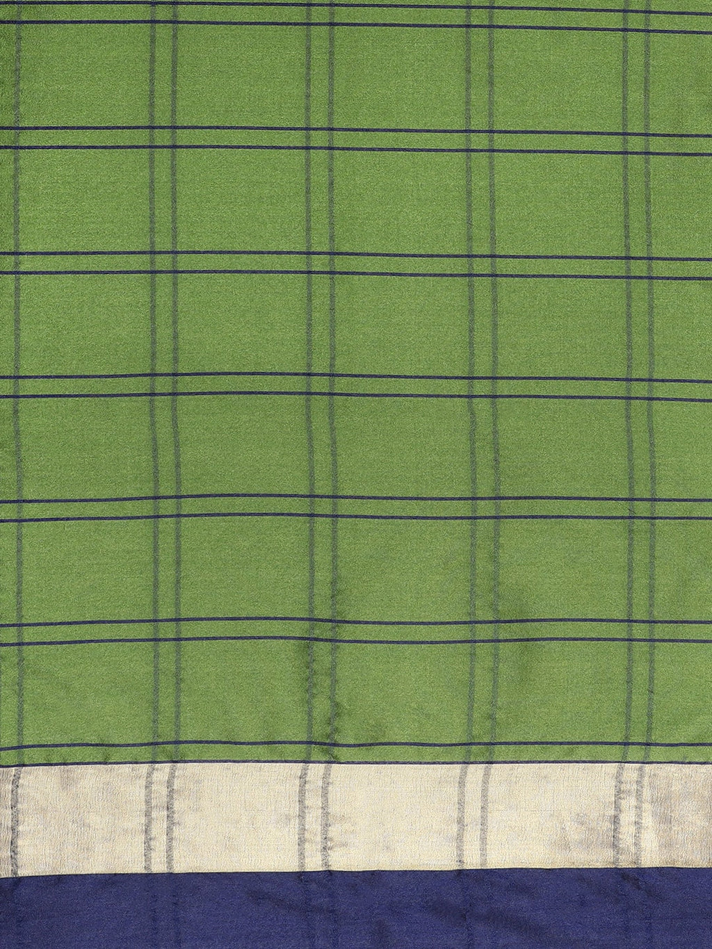 Saree Mall Green & Blue Checked Saree