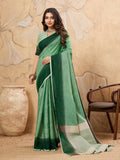 Shree Shyam Fashion Pista Green Linen Saree