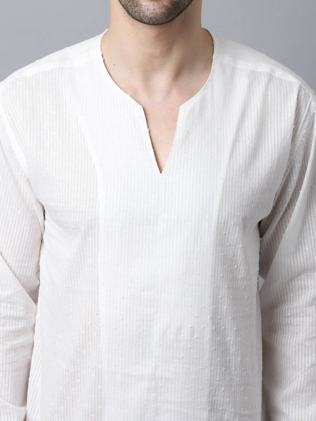 Even Apparels White Pure Cotton Round Neck Slit Kurta
