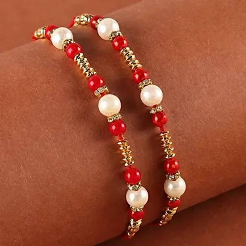 Set of 2 Pearl Rakhis With Cadbury Celebrations
