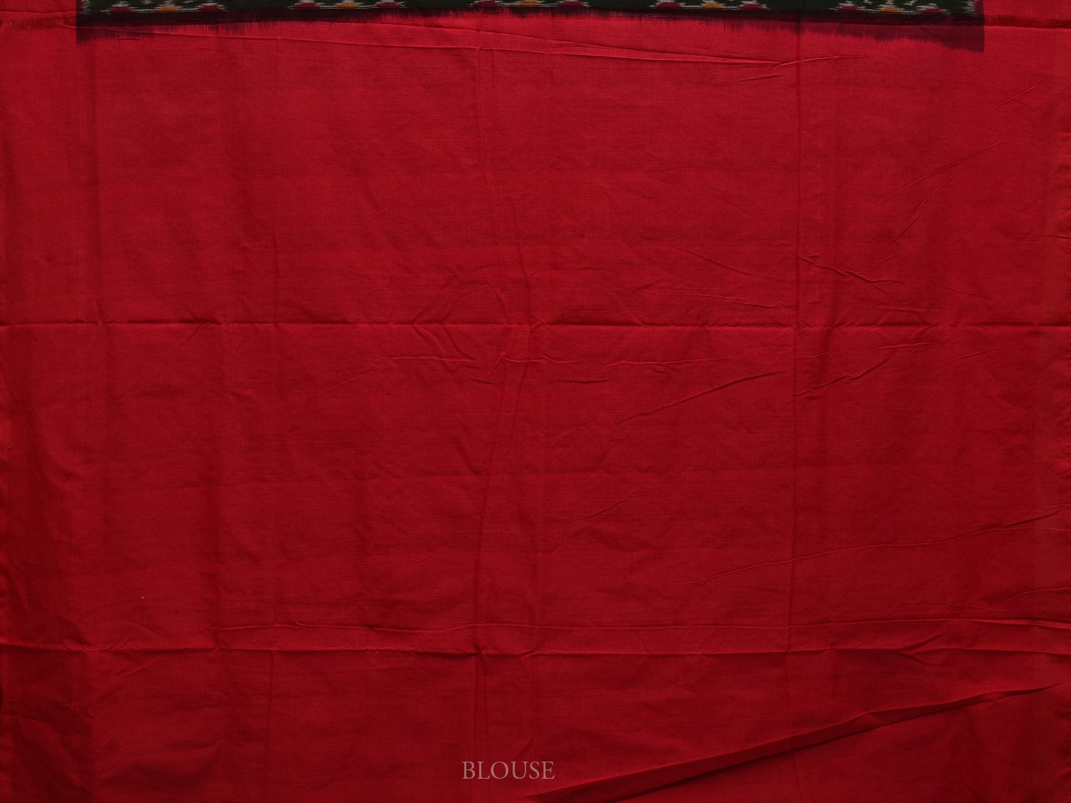 Dark Green and Red Pochampally Ikat Cotton Handloom Saree with All Over Design - Global Threads