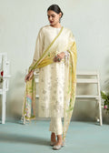 Off White Pure Muslin Resham Embroidered Salwar Suit - Emponline