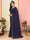 Aafreen Partywear Designer Nevy Blue White Rangoli Fancy Saree