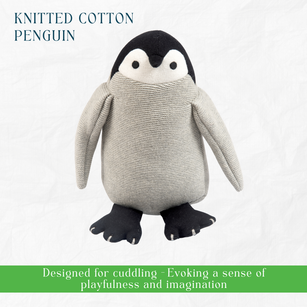 Nesta Toys Newborn Gift Set - Penguin Plush Toy, Wooden Elephant & Car Teether