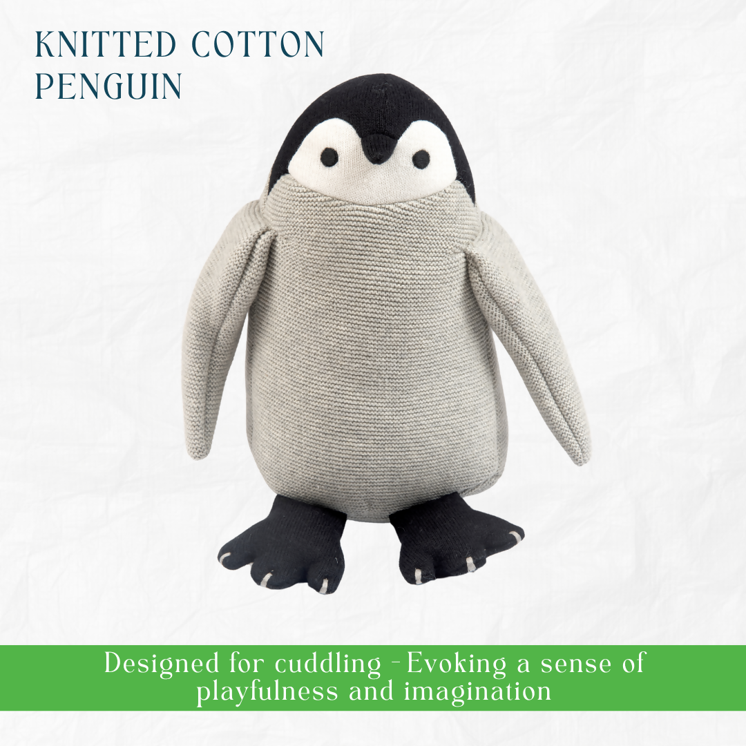 Nesta Toys Newborn Gift Set - Penguin Plush Toy, Wooden Elephant & Car Teether