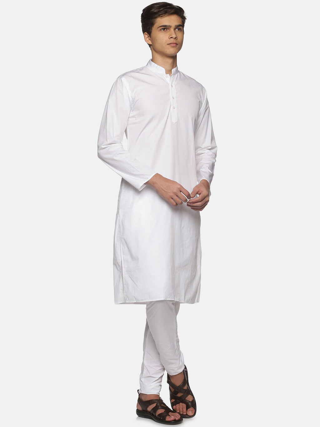 Sethukrishna Men White Pure Cotton Straight Kurta with Pyjamas