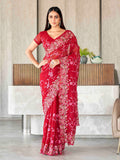 Tikhi Imli Floral Embroidered Chiffon Heavy Work Saree