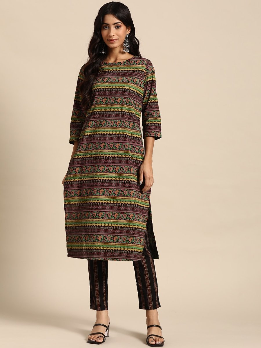 All About You Women Ethnic Motifs Printed Pure Cotton Kurta with Trousers