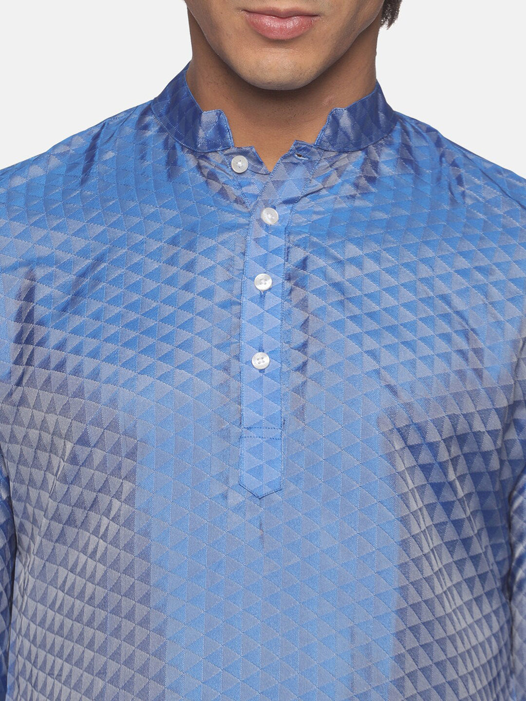 Sethukrishna Men Blue Printed Kurta with Pyjamas