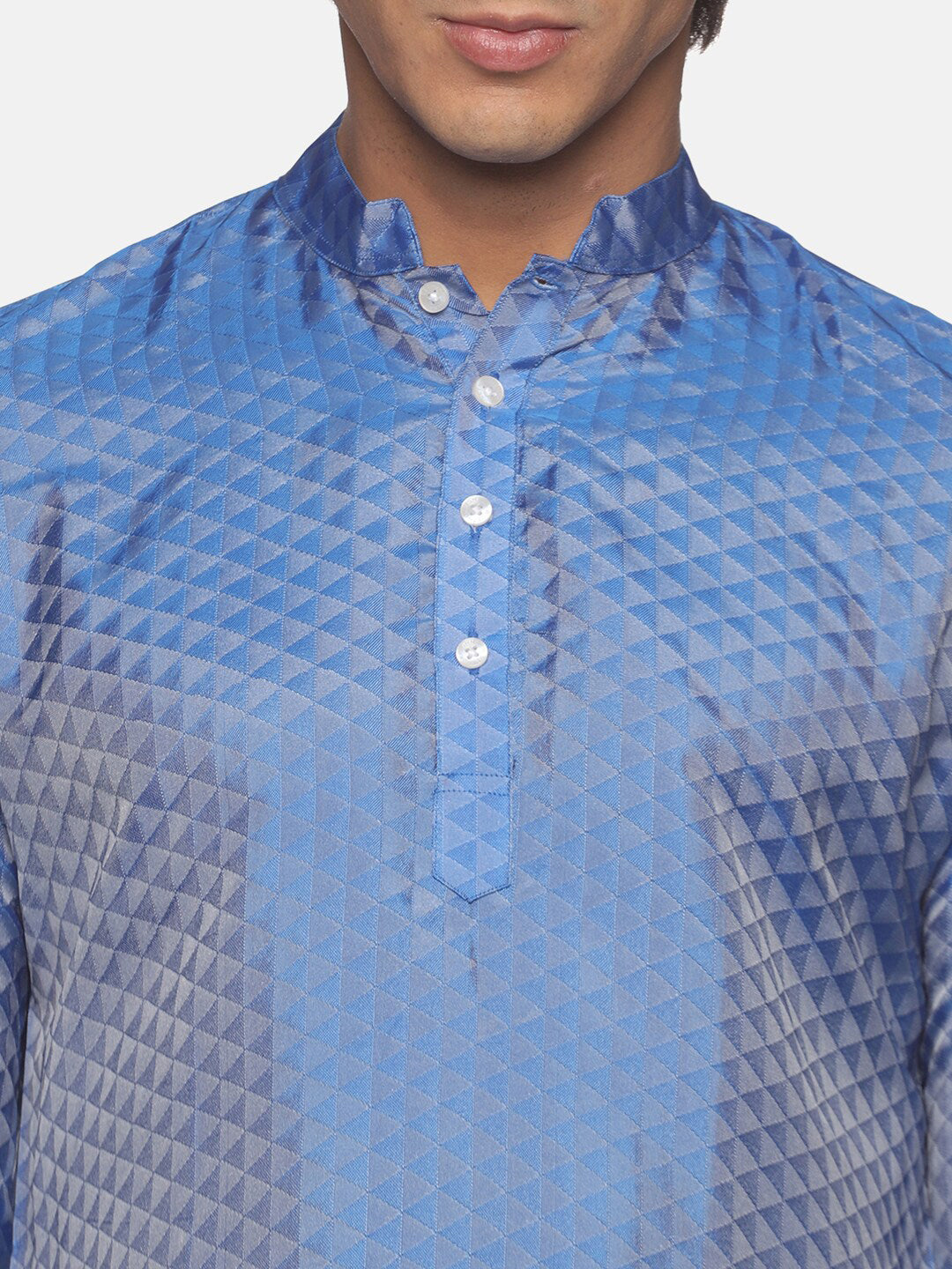Sethukrishna Men Blue Printed Kurta with Pyjamas
