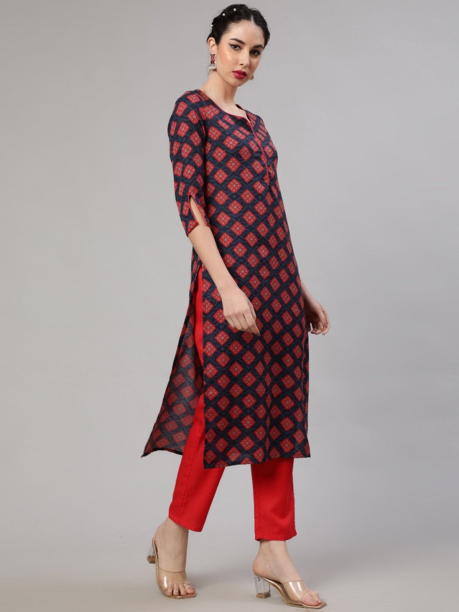 Aks Geometric Printed Regular Kurta With Trousers