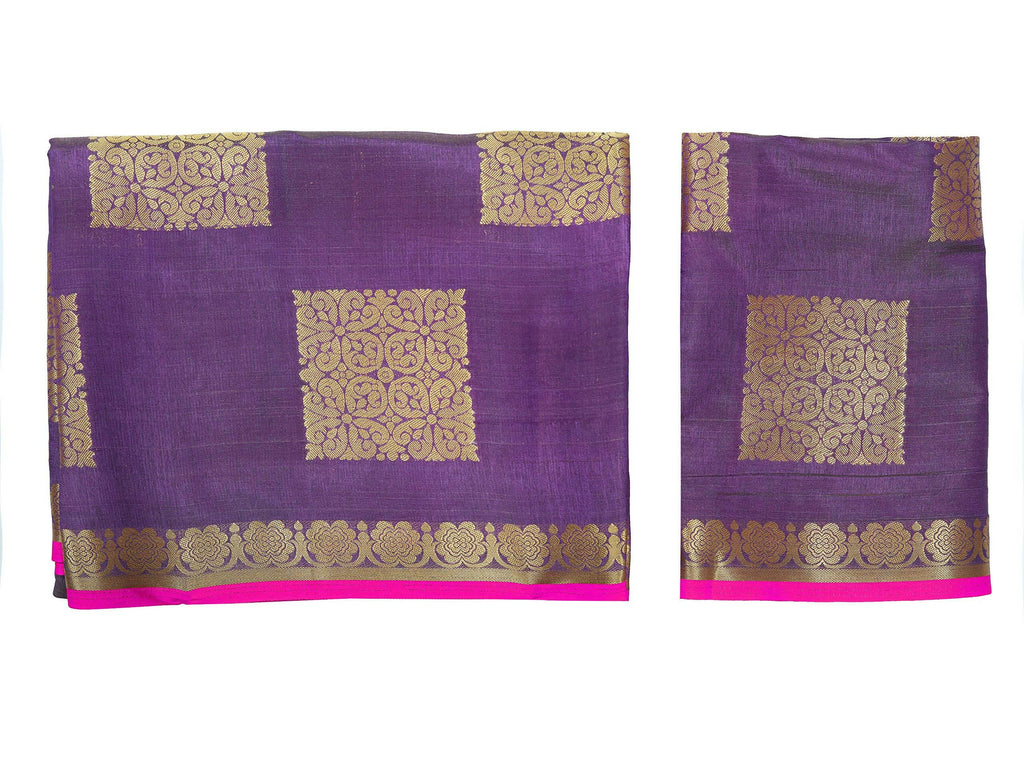 Mimosa Women's Kanchipuram Tussar Silk Purple Saree