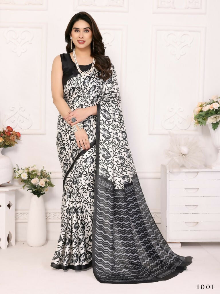 Designer Partywear White Khadi Fancy Saree - Kanak
