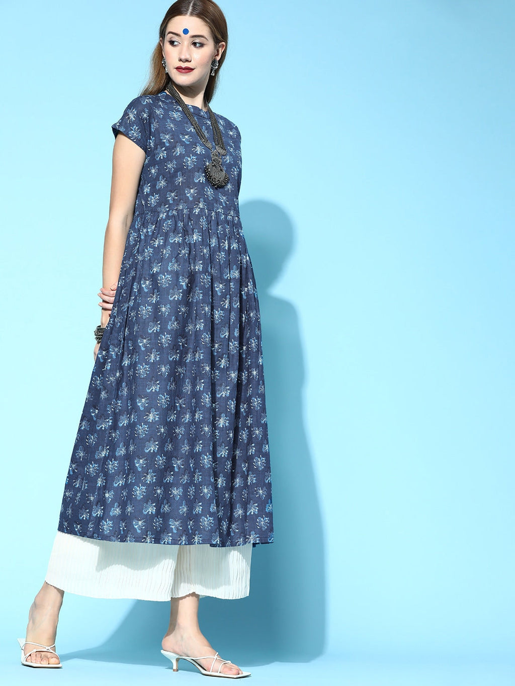 HERE&NOW Stunning Blue Cotton Kurta