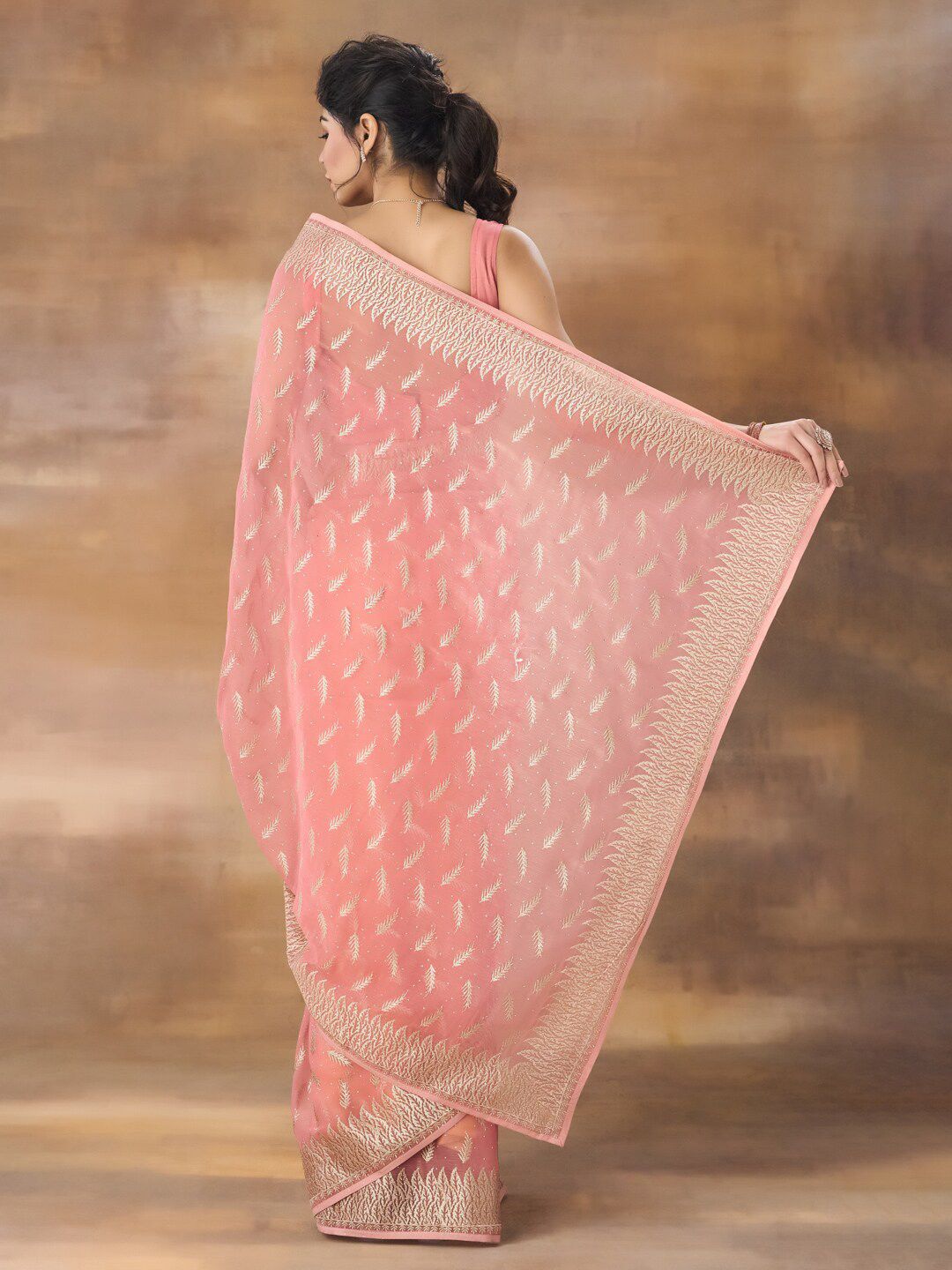kasee Floral Embroidered Saree With Blouse Piece
