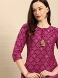 All About You Women Purple & Maroon Printed Kurta with Trousers