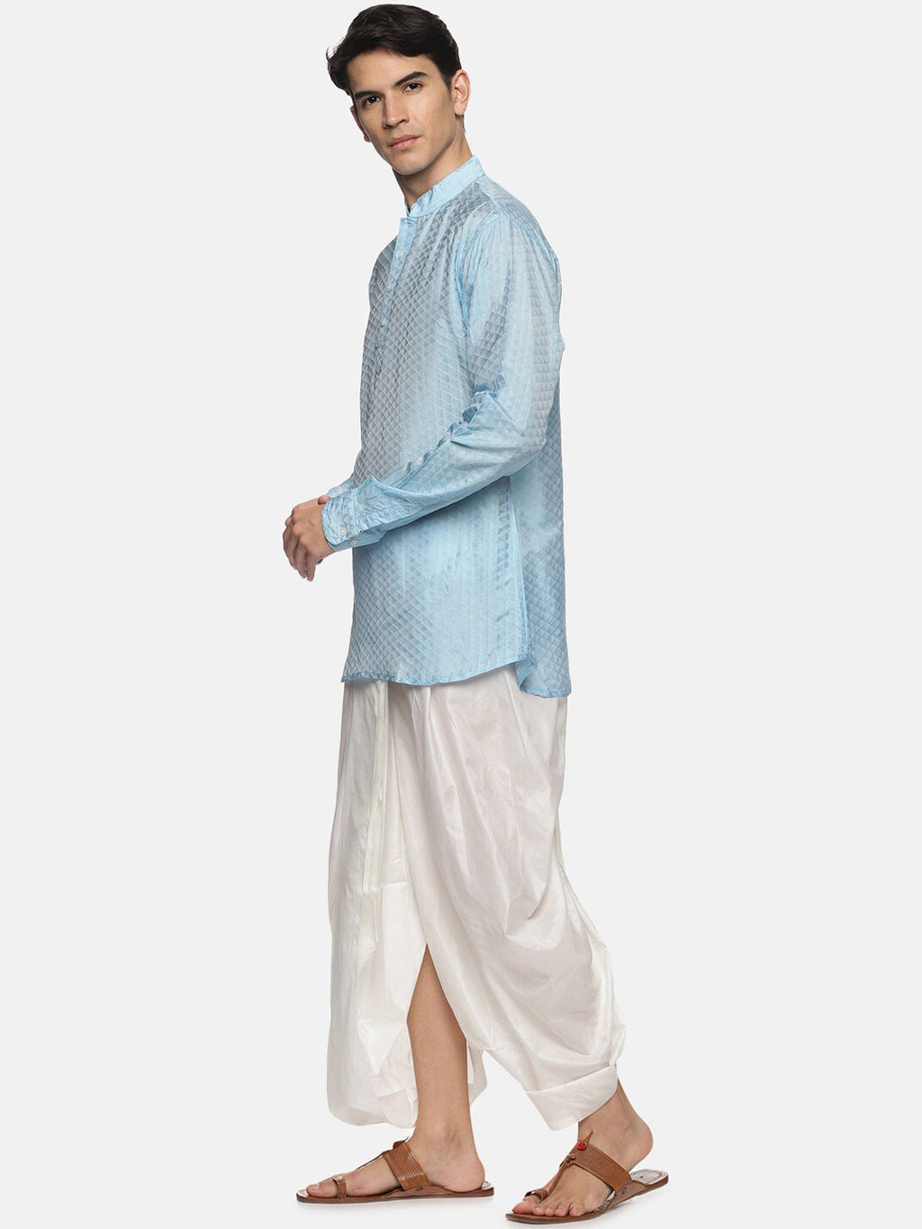 Sethukrishna Mens Blue Kurta with Dhoti Pants