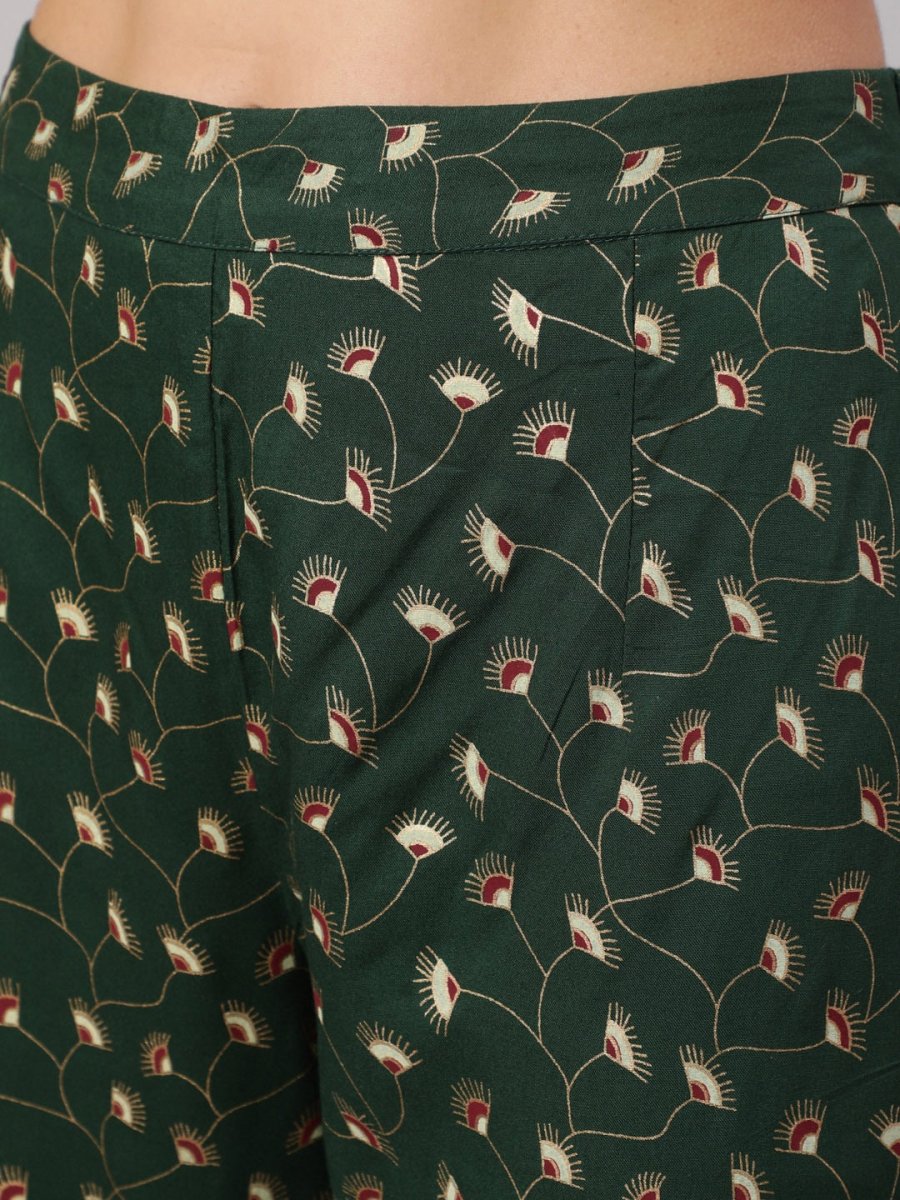 Aks Women Ethnic Motifs Printed Angrakha Kurta with Trousers
