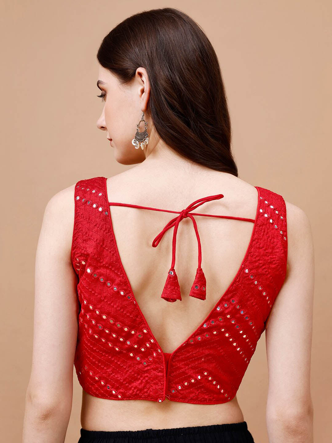 Tikhi Imli Embroidered Mirror Work Sleeveless Saree Blouse