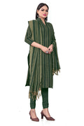 Green Cotton Jacquard Woven Unstitched Dress Material - Tanvi