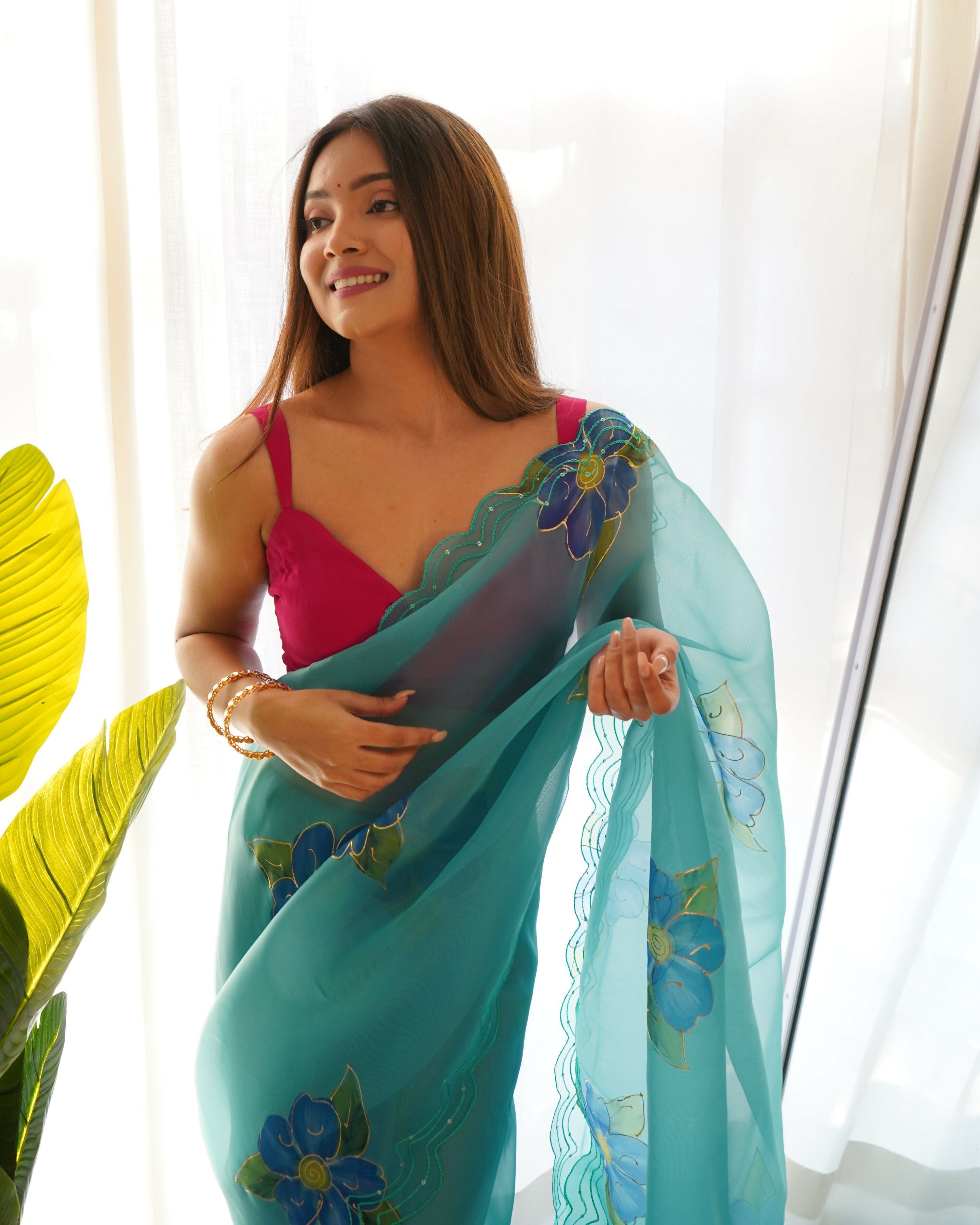Vamsee Divisha Sky Organza Saree