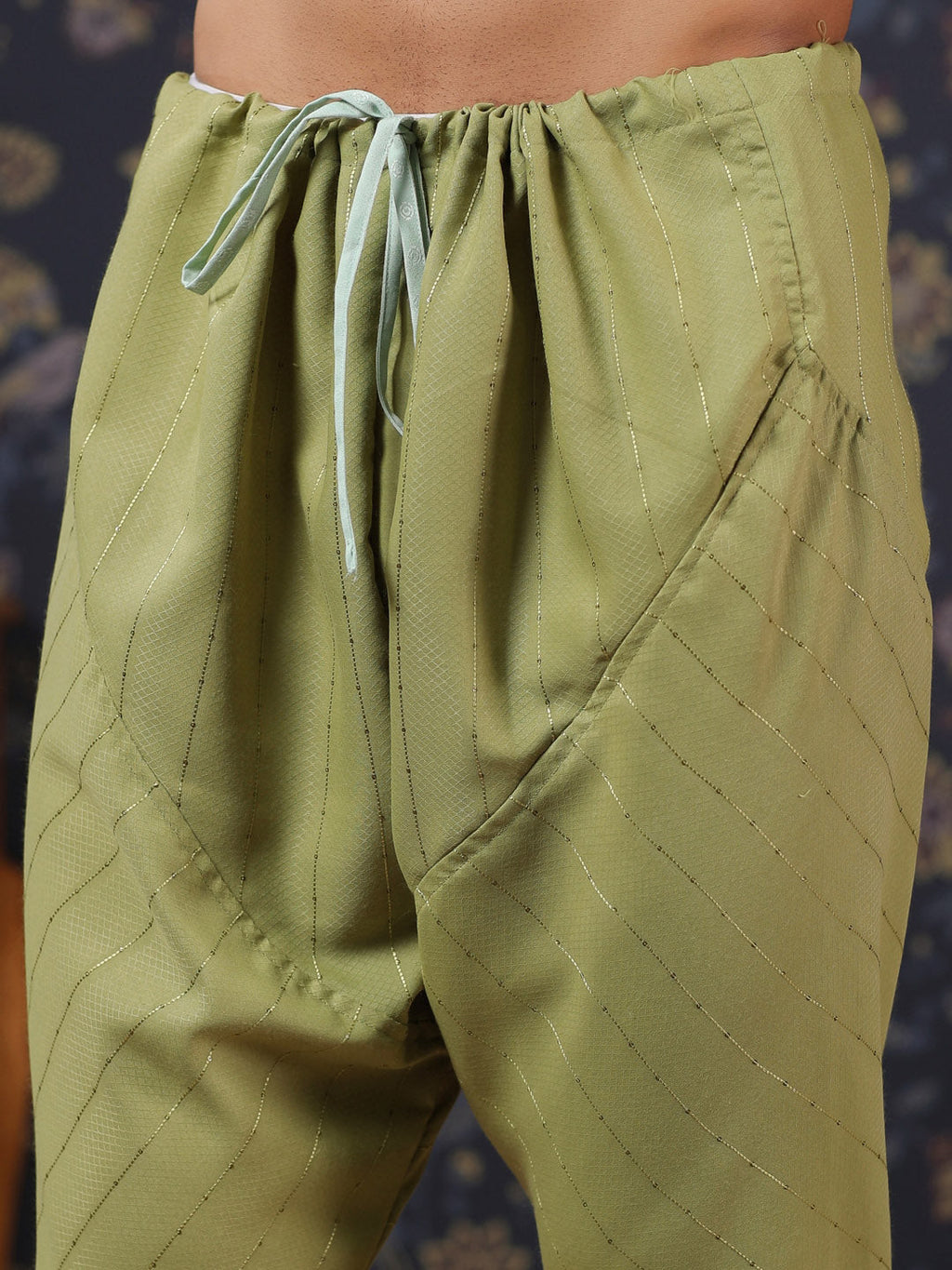 House of Pataudi Straight Kurta With Pyjamas & Embroidered Sequin Work Nehru Jacket