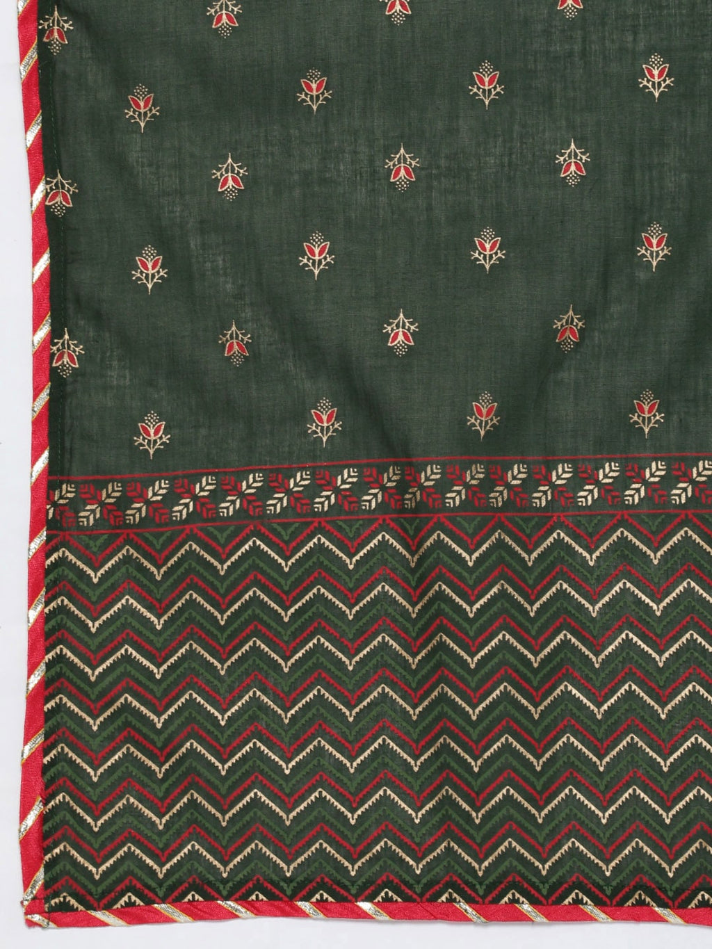 HERE&NOW Ethnic Motifs Printed Gotta Patti Pure Cotton Kurta With Trousers & With Dupatta