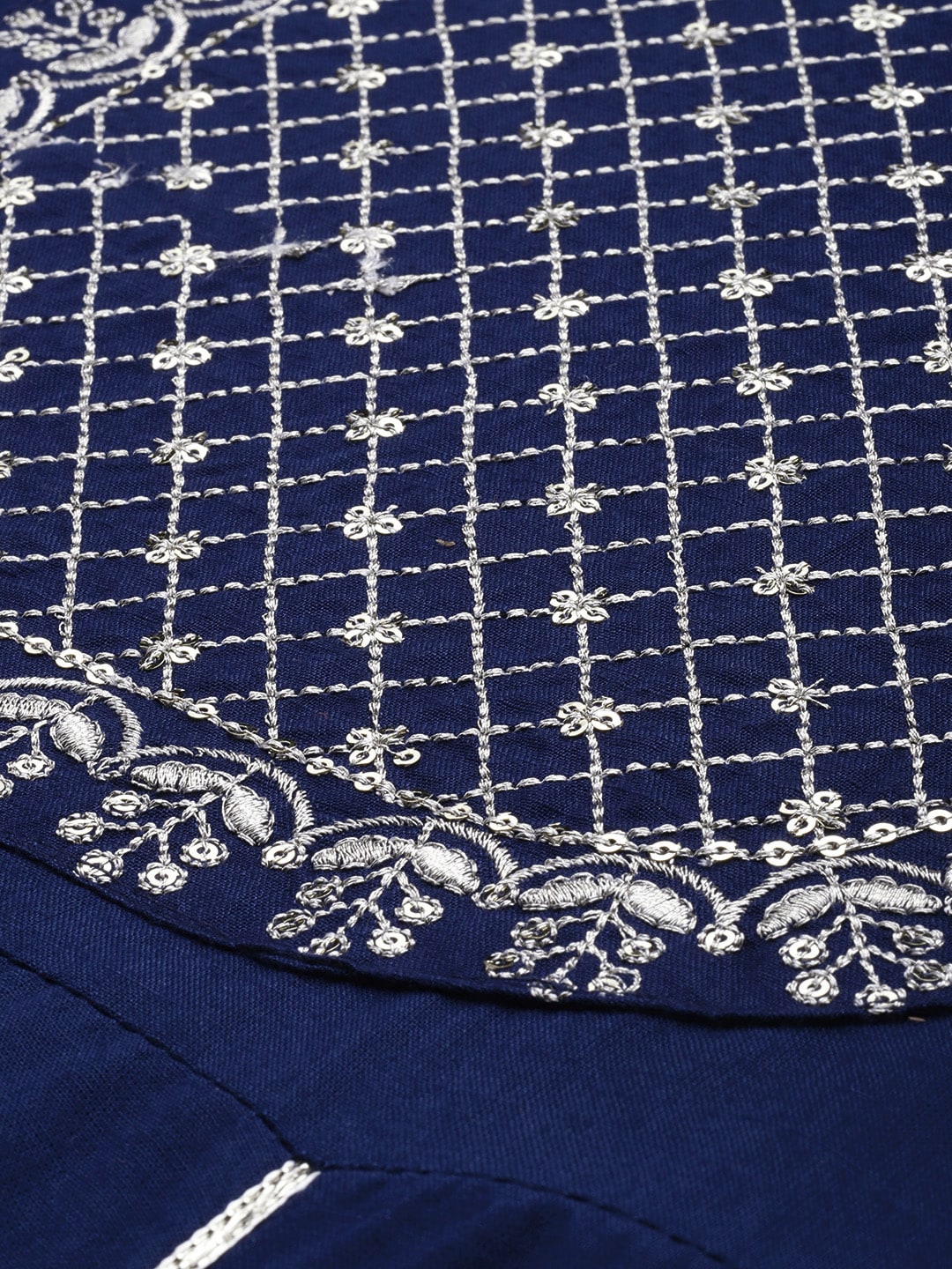 HERE&NOW Ethnic Motifs Embroidered Gotta Patti Kurta With Trousers & With Dupatta