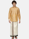 Sethukrishna Men Off White Solid Art Silk Dhotis
