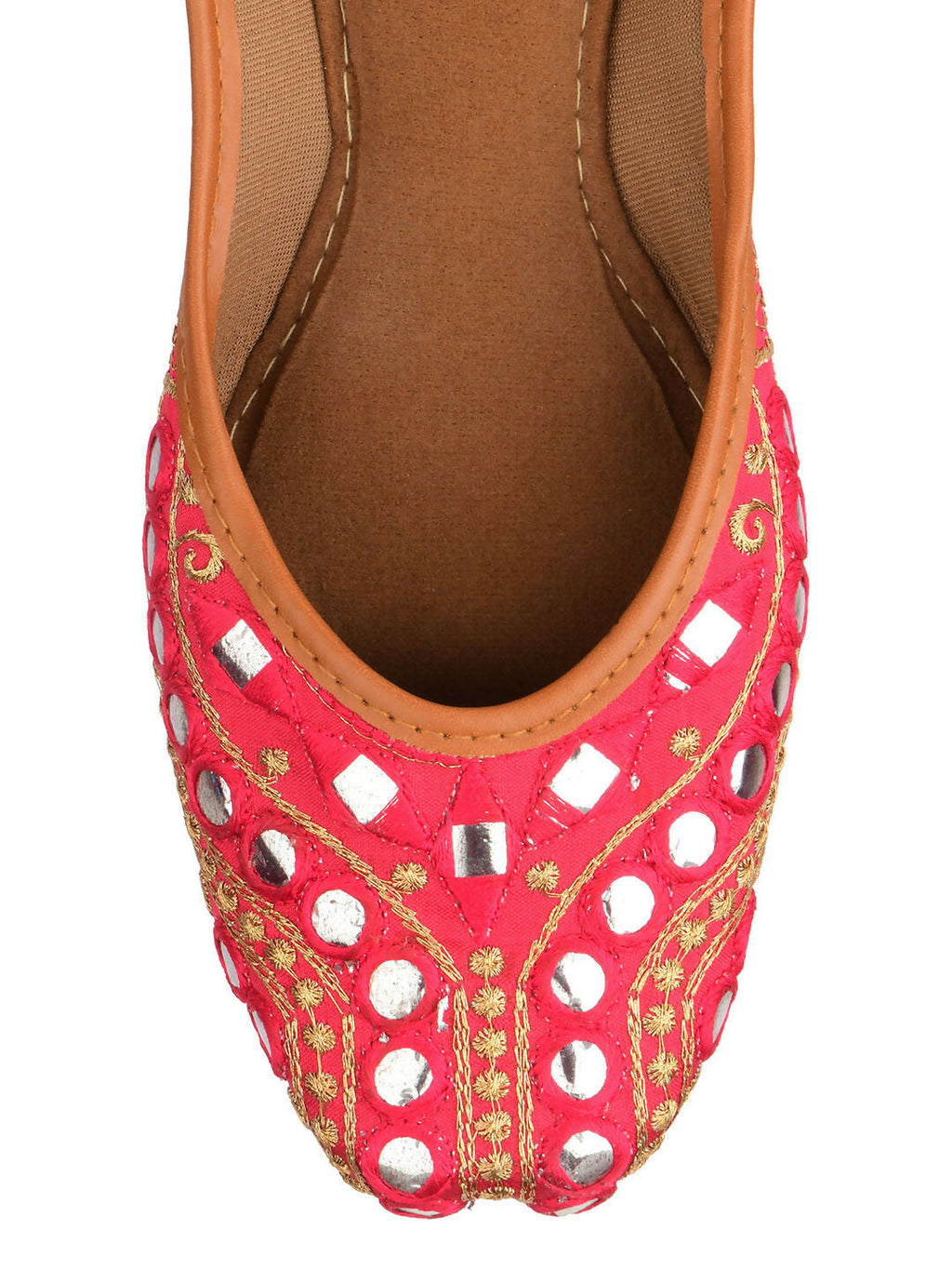 Desi Colour Women Indian Ethnic Footwear-Mini Dabka-Pink Mirror Lines