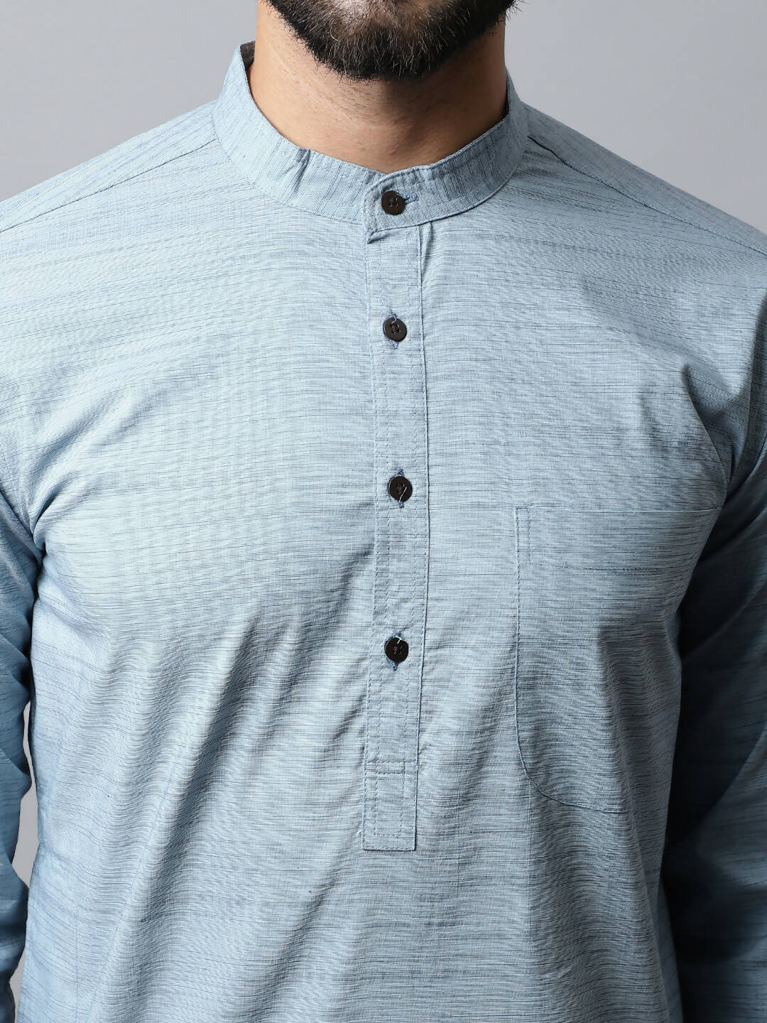 Even Apparels Blue Color Cotton Pure Cotton Men's Kurta With Side Placket (SLD1156)