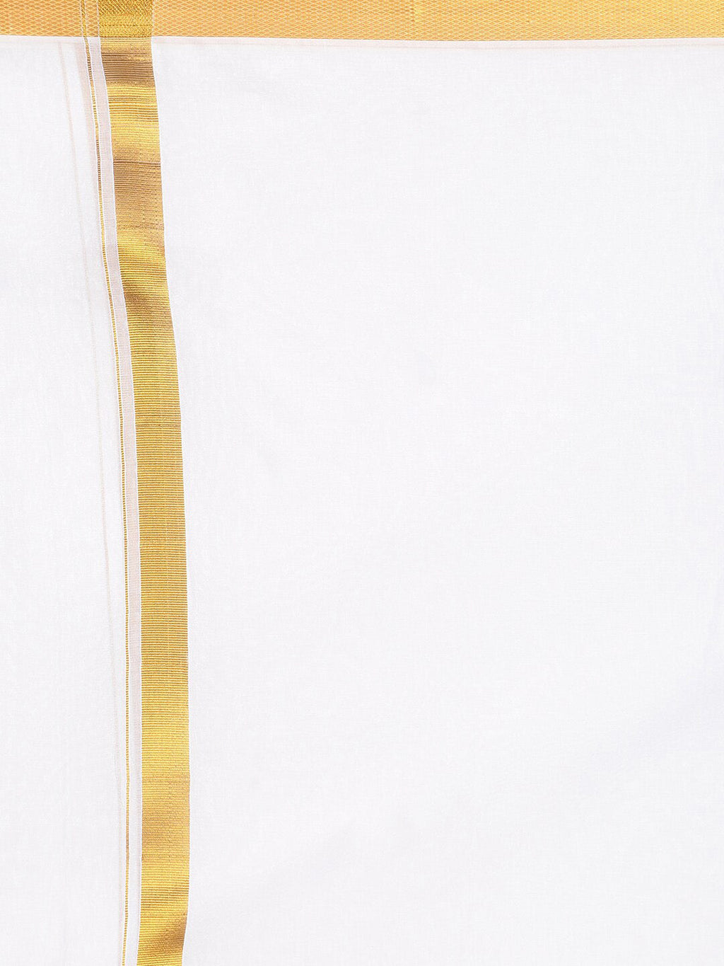 Sethukrishna Men White & Gold-Coloured Solid Cotton Dhoti