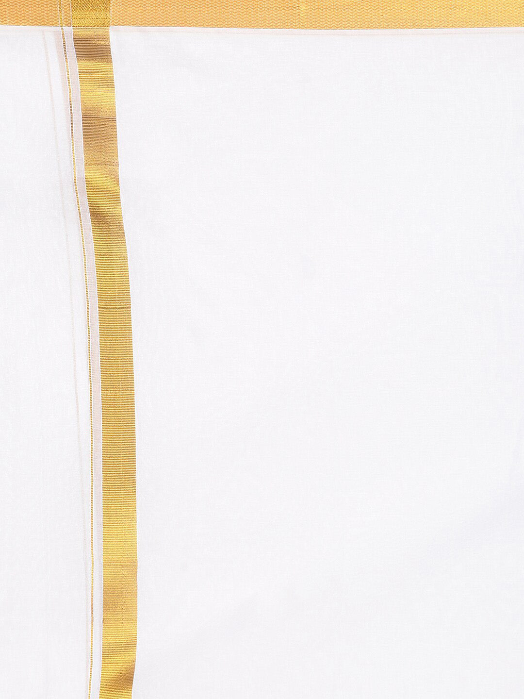 Sethukrishna Men White & Gold-Coloured Solid Cotton Dhoti