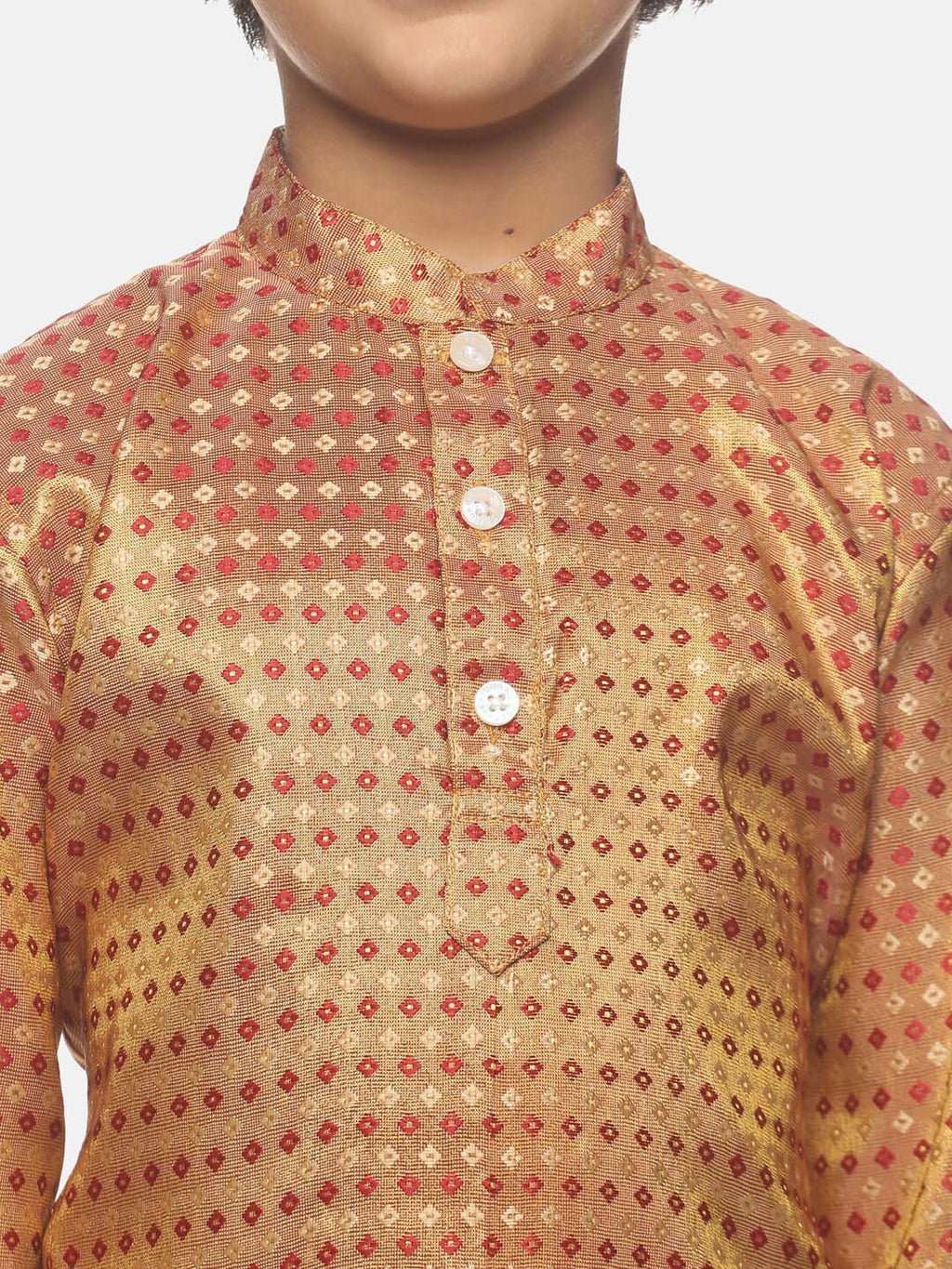 Sethukrishna Boys Gold-Toned Ethnic Motifs Kurta with Dhoti Pants