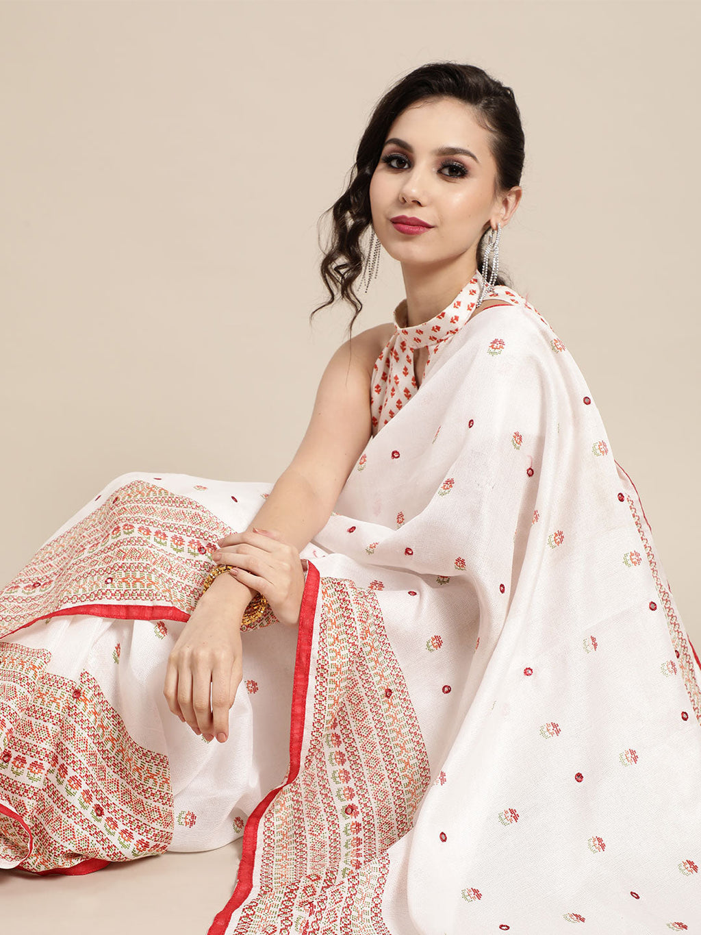 Saree Mall Ethnic Motifs with Sleek border Saree