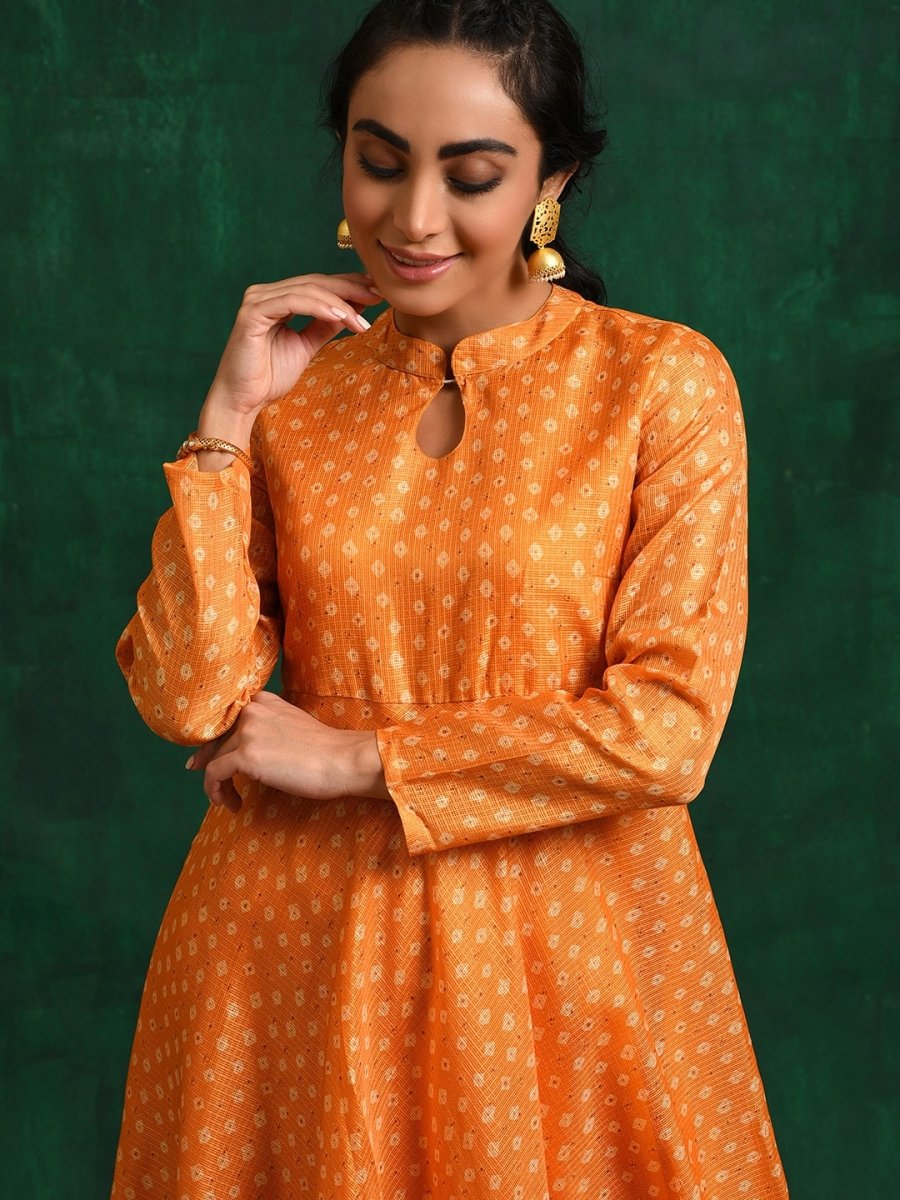 Aks Ethnic Motifs Keyhole Neck Flared Anarkali Kurta