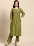 All About You Women Ethnic Motifs Embroidered Sequinned Kurta With Trousers