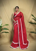 Exclusive Collection Beautiful Red Jaal Jamdani Saree